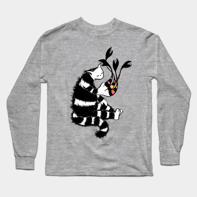 Weird Cat Character With Strange Paw Long Sleeve T-Shirt by Boriana Giormova